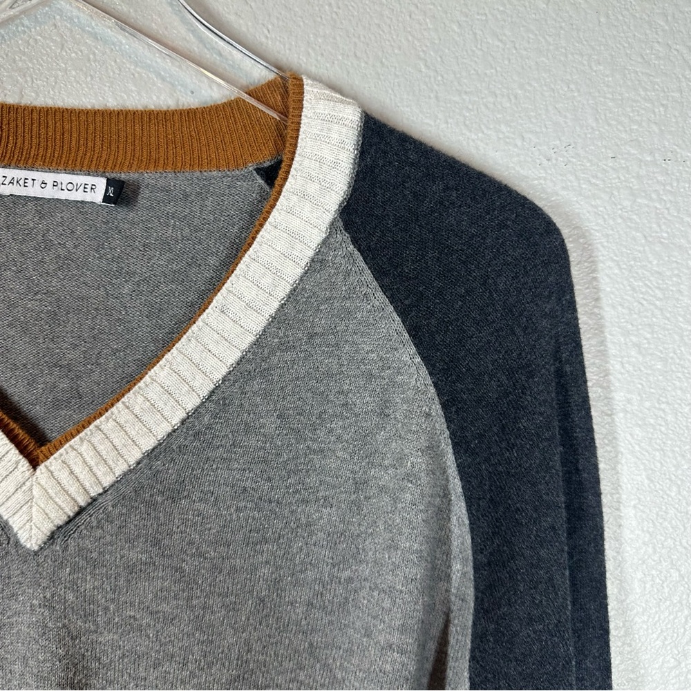 ZAKET & PLOVER Women's XL V-Neck Cashmere Cotton Blend Classic Sweater - Picture 2 of 7